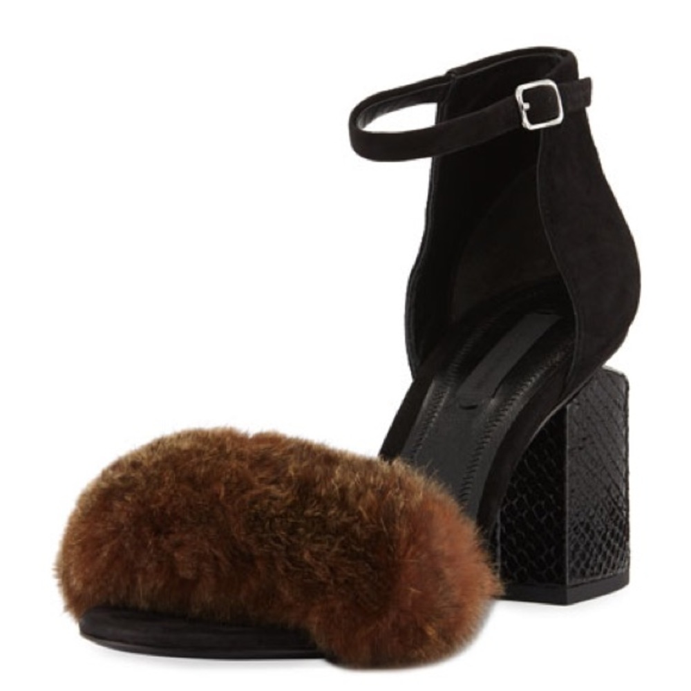Alexander Wang Abby brown fur black suede